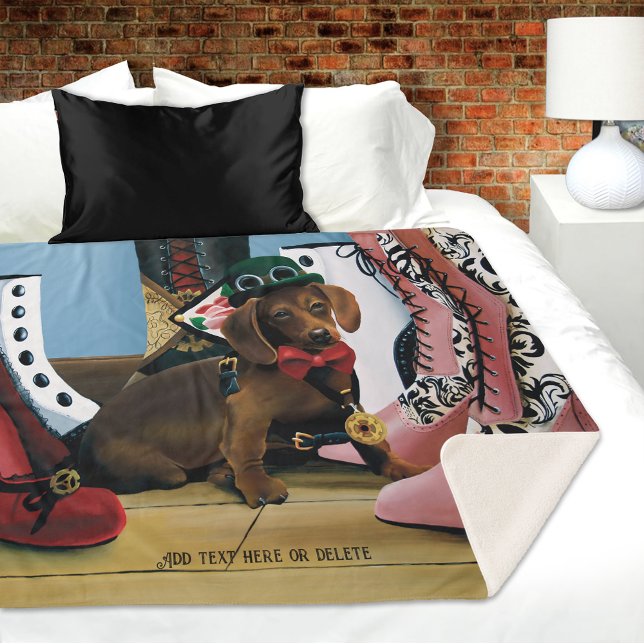 Manta Sherpa Steampunk Dachshund Shoes Boots Victoriano (Subido por el creador)