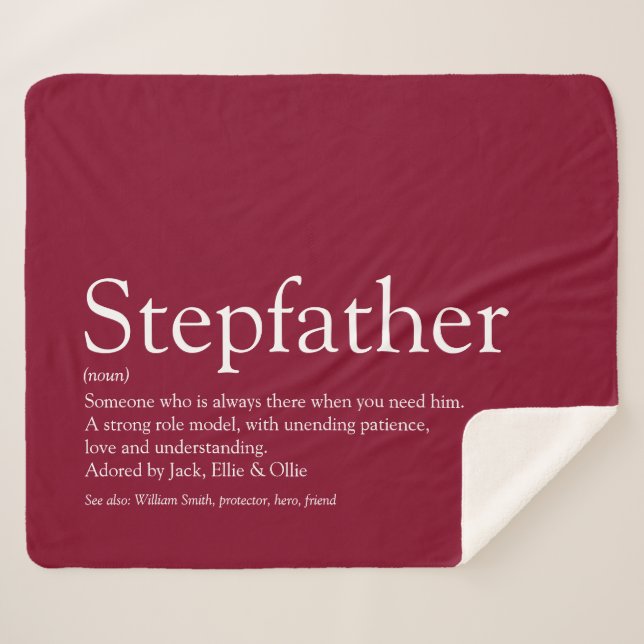Manta Sherpa Stepfather, Stepdad Definition Fun Modern Burgundy (Anverso (horizontal))