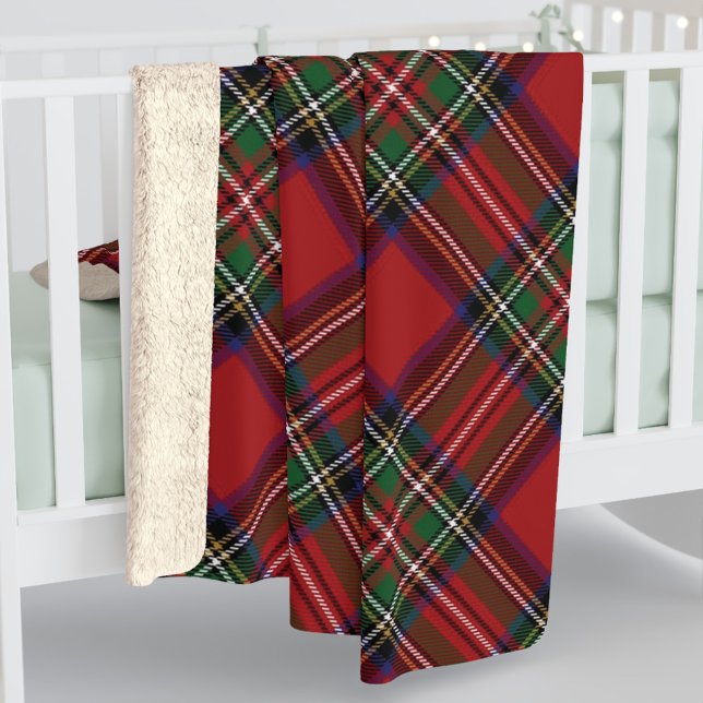 Manta Sherpa Stewart Tartán con escritura rusa personalizada (Plaid Rustic Clan Stewart Tartan Sherpa Blanket)