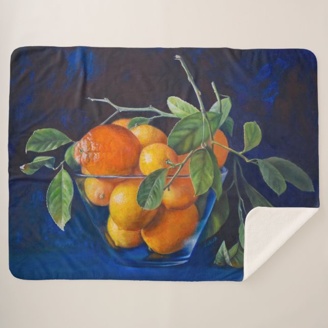 Manta Sherpa Still Life with Lemons and Orange Branch (Anverso (horizontal))