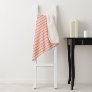 Manta Sherpa Stripes Modern Coral Peach Minimalist Elegance