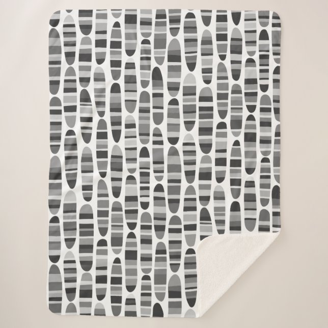 Manta Sherpa Stripey Strokes 120123 - Blanco y negro (Anverso)