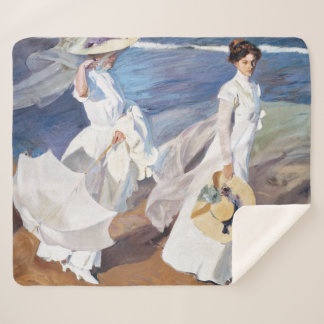 Manta Sherpa Strolling along the Seashore by Joaquin Sorolla