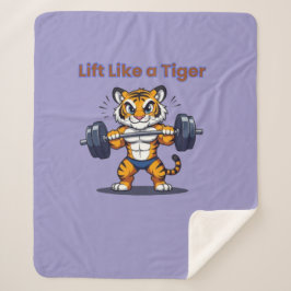 Manta Sherpa **Strong Tiger – Cute Tiger Lifting Weights Illust