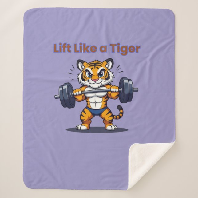 Manta Sherpa **Strong Tiger – Cute Tiger Lifting Weights Illust (Anverso)