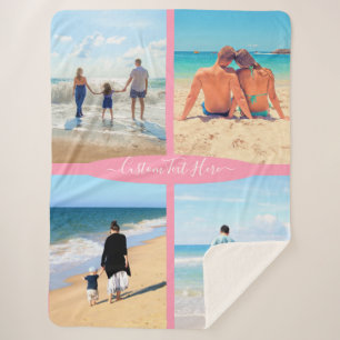 Manta Sherpa Su Collage de fotos Sherpa Blanket con texto Perso