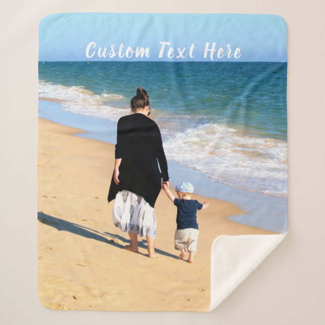 Manta Sherpa Su foto Sherpa Blanket con texto Personalizado (Anverso)