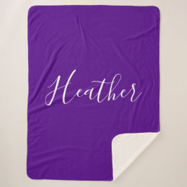 Manta Sherpa Su guión blanco Personalizado en morado