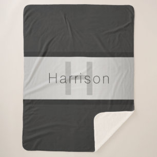 Manta Sherpa Su nombre y su monograma   Grays and Faux Silver L