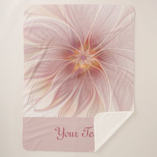 Manta Sherpa Sueño floral rosa Resumen Flor moderna Texto