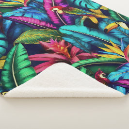 Manta Sherpa Sueño Selvático de Aves Exóticas Patrón Superficia
