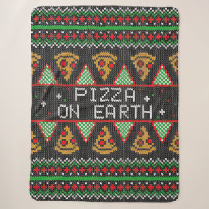 Manta Sherpa Suéter de Navidades feos de Pizza