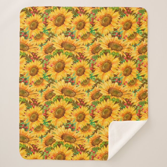 Manta Sherpa Summery Sunflowers Sherpa Blanket (Anverso)