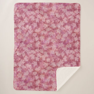 Manta Sherpa Sunbleached Maple Leaves on Red Sherpa Blanket