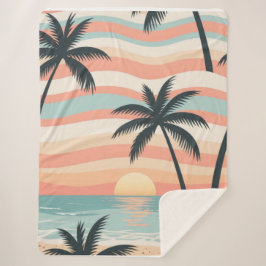 Manta Sherpa Sunset Palms – Tropical Sunset Shower Curtain