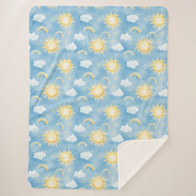 Manta Sherpa Sunshine and Rainbows Sherpa Blanket (Anverso)