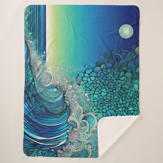 Manta Sherpa Superficie marino surrealista (Anverso)