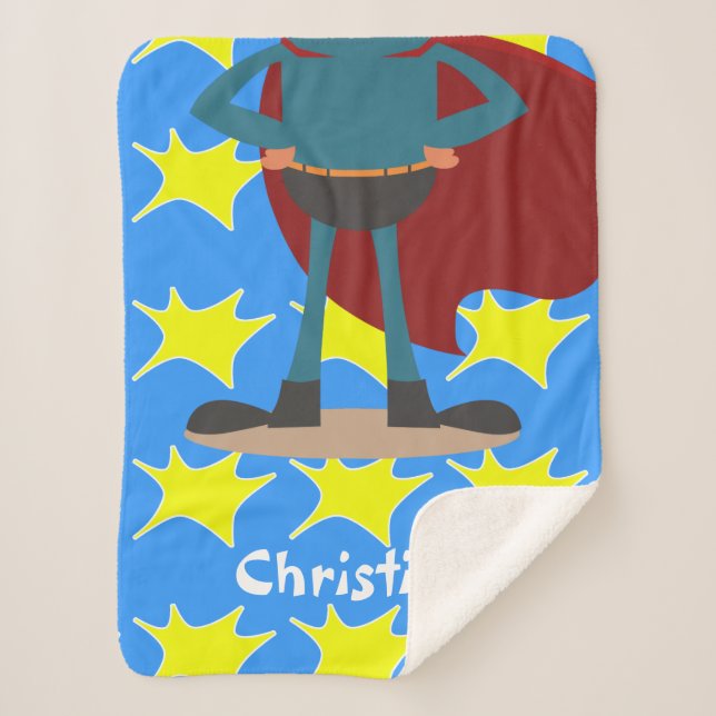 Manta Sherpa Superhéroe de Novedad divertida personalizada (Anverso)