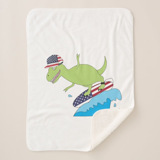 Manta Sherpa Surfing de la Bandera Americana de Dinosaurios (Anverso)