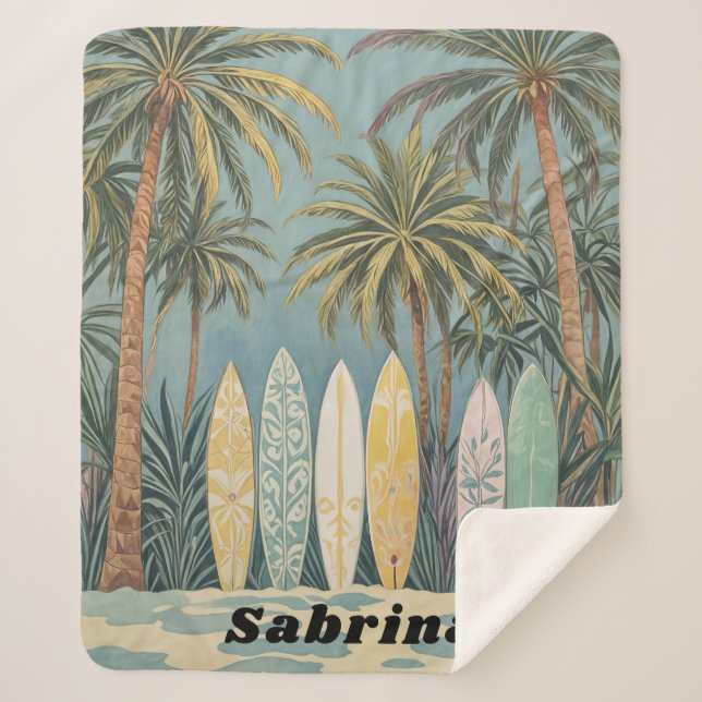 Manta Sherpa Surf's Up, Pastel Style personalizado (Anverso)