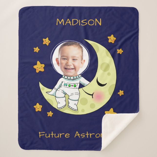 Manta Sherpa SUS frazadas de Astronauta personalizado de FOTOS (Anverso)