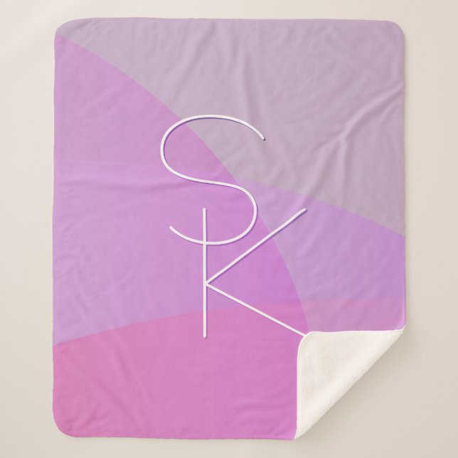 Manta Sherpa Sus inicios superpuestos | Geométrica rosa moderna (Anverso)