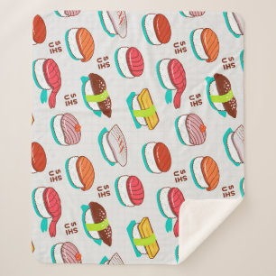 Manta Sherpa Sushi de nigiri de época, patrón de doodle