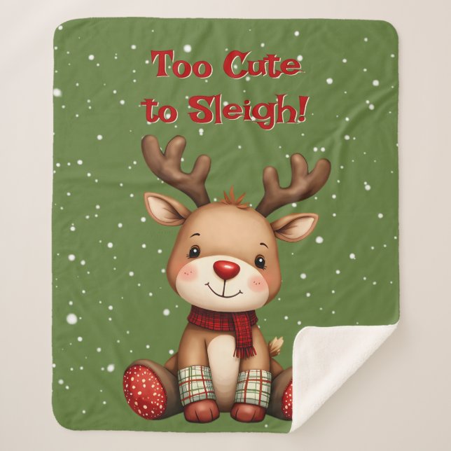 Manta Sherpa Sweet Reindeer Pair in Holiday Snowfall (Anverso)