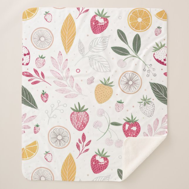 Manta Sherpa Sweet Strawberries Sherpa Blanket – Medium (Anverso)