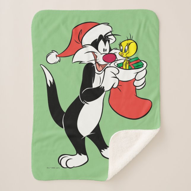Manta Sherpa Sylvester Cat with Stocking (Anverso)