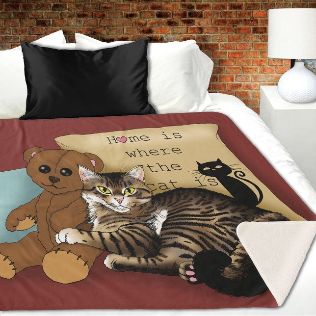 Manta Sherpa Tabby Home Burgundy Cat (Subido por el creador)