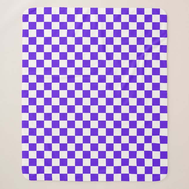 Manta Sherpa Tablero de ajedrez violeta visual clásico (Anverso)