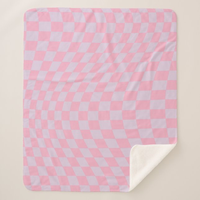 Manta Sherpa Tablero de verificación rosa Lilac Patrón controla (Anverso)