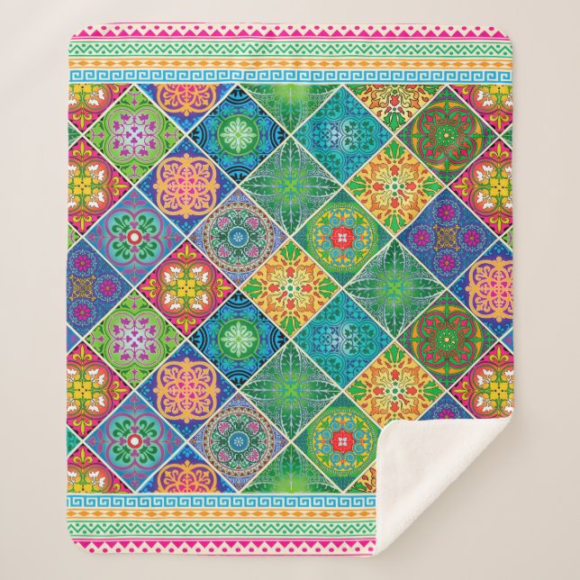 Manta Sherpa Talavera Design-2 Sherpa Blanket (Anverso)