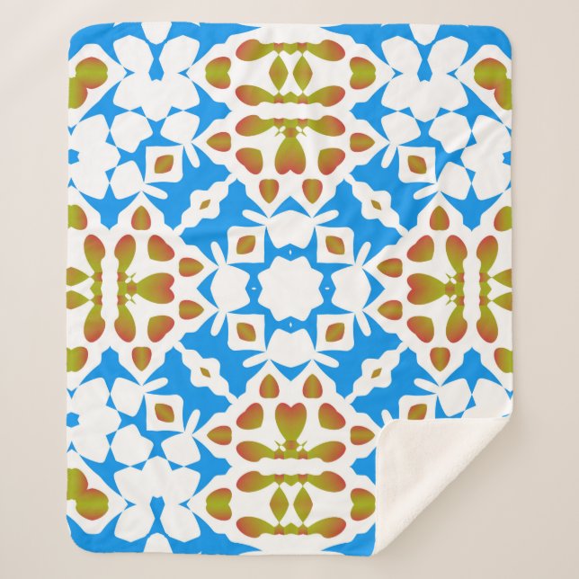 Manta Sherpa Talavera mexicana ornamental tradicional. Universa (Anverso)