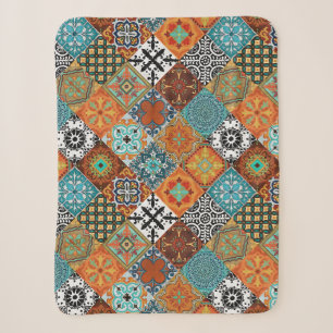Manta Sherpa Talavera Tles Turquesa Verde Naranja Negro Blanco 