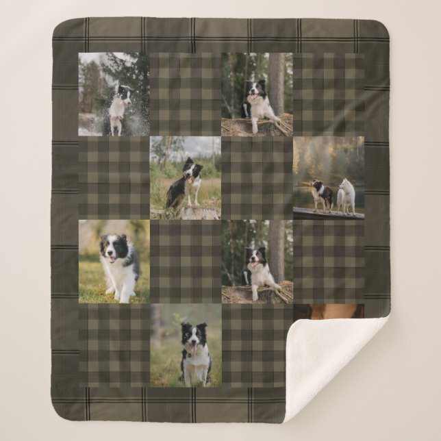 Manta Sherpa Tan and Brown Plaid 8 Photo Collage (Anverso)