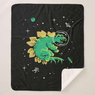 Manta Sherpa Tan Verde Stegosaurus Dinos En El Espacio