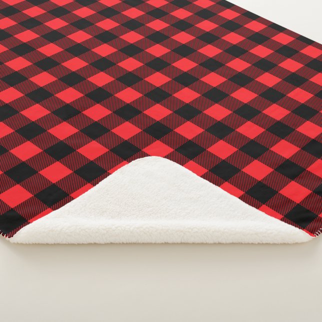 Manta Sherpa Tapado de búfalo rojo y negro (3/4)