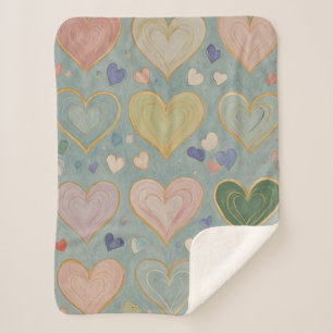 Manta Sherpa Tapiz del corazón Pastel