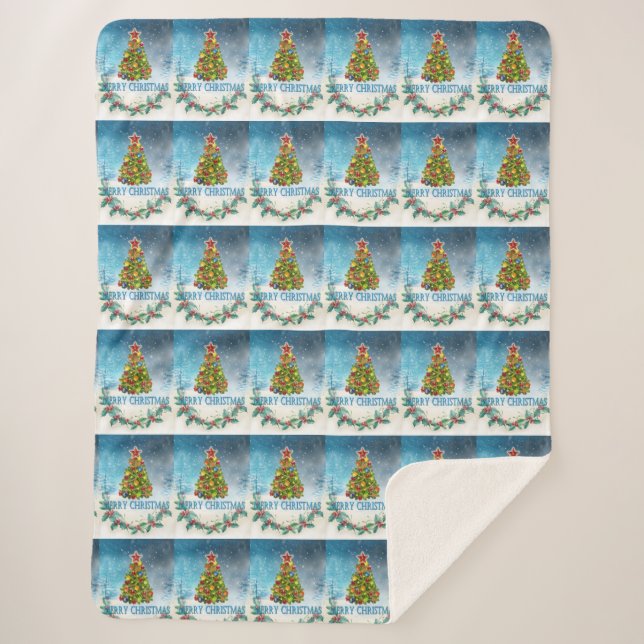 Manta Sherpa Tarjeta navideña Merry (Anverso)