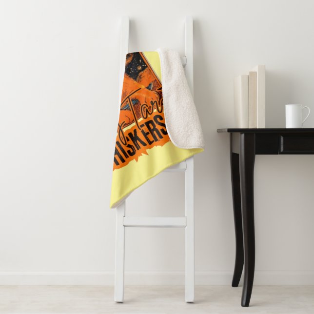 Manta Sherpa Tarjetas de gato y tarot naranja | Impresión de ar (In situ)