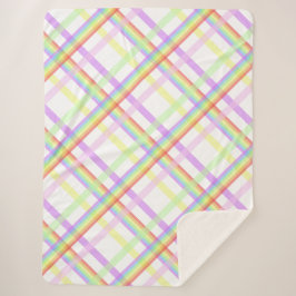 Manta Sherpa Tartán color arcoiris suave
