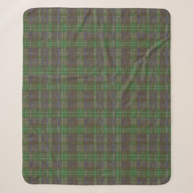Manta Sherpa Tartan Verde Bosque Cabaña (Anverso)