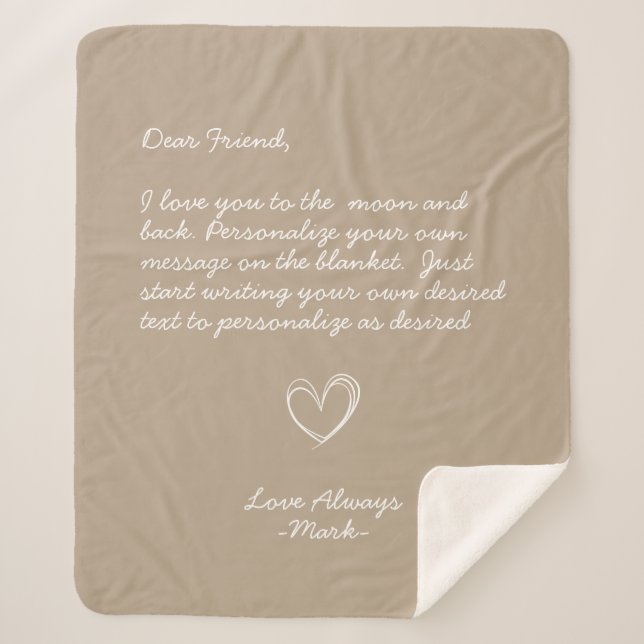 Manta Sherpa Taupe Amigos de mensajes personalizados escritos a (Anverso)