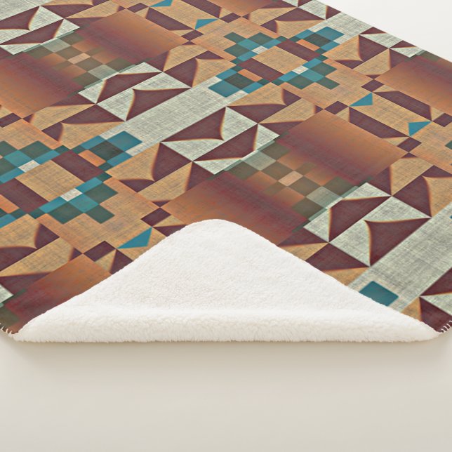Manta Sherpa Taupe Beige Brown Verde azulado Arte Tribal Verde  (3/4)