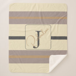 Manta Sherpa Taupe Dorado Personalizado con Raya Moderno Neutro