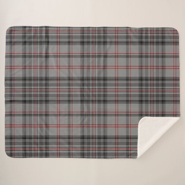 Manta Sherpa Taupe Gris Negro Rojo Tartán Placa (Anverso (horizontal))