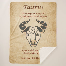 Manta Sherpa Taurus Zodiac Design with Earthy Affirmations 