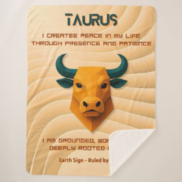 Manta Sherpa Taurus Zodiac Modern 3D with Affirmations 